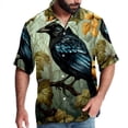 thumbnail image 1 of Crow Men's Short Sleeve Hawaiian Print Button Down Beach Shirt, 1 of 6