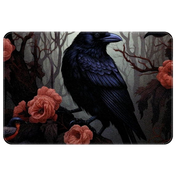 Crow Non-Slip Polyester Door Rugs, Kitchen Rug, Chair Mat - Machine Washable Area Floor Carpet