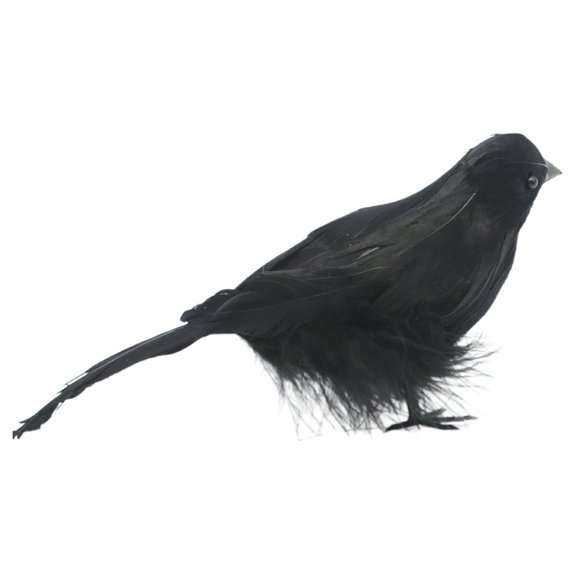Crow Ornament Simulated Crow Halloween Black Feathered Lifelik Halloween Decoration Birds with Real Feather