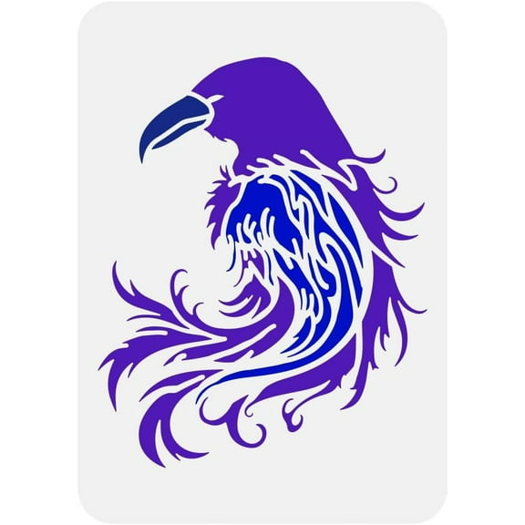 Crow Painting Stencil 8.3x11.7inch Hollowed Raven Head Pattern Stencil DIY for Painting Reusable Crow Feathers Template Plastic PET Bird Pattern Stencil Animal Theme Template DIY for DIY