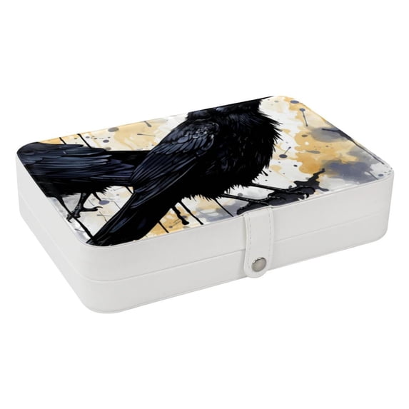 Crow Portable PU Leather Jewelry Organizer Stand Display Case Earring Organizer with Removable Compartment