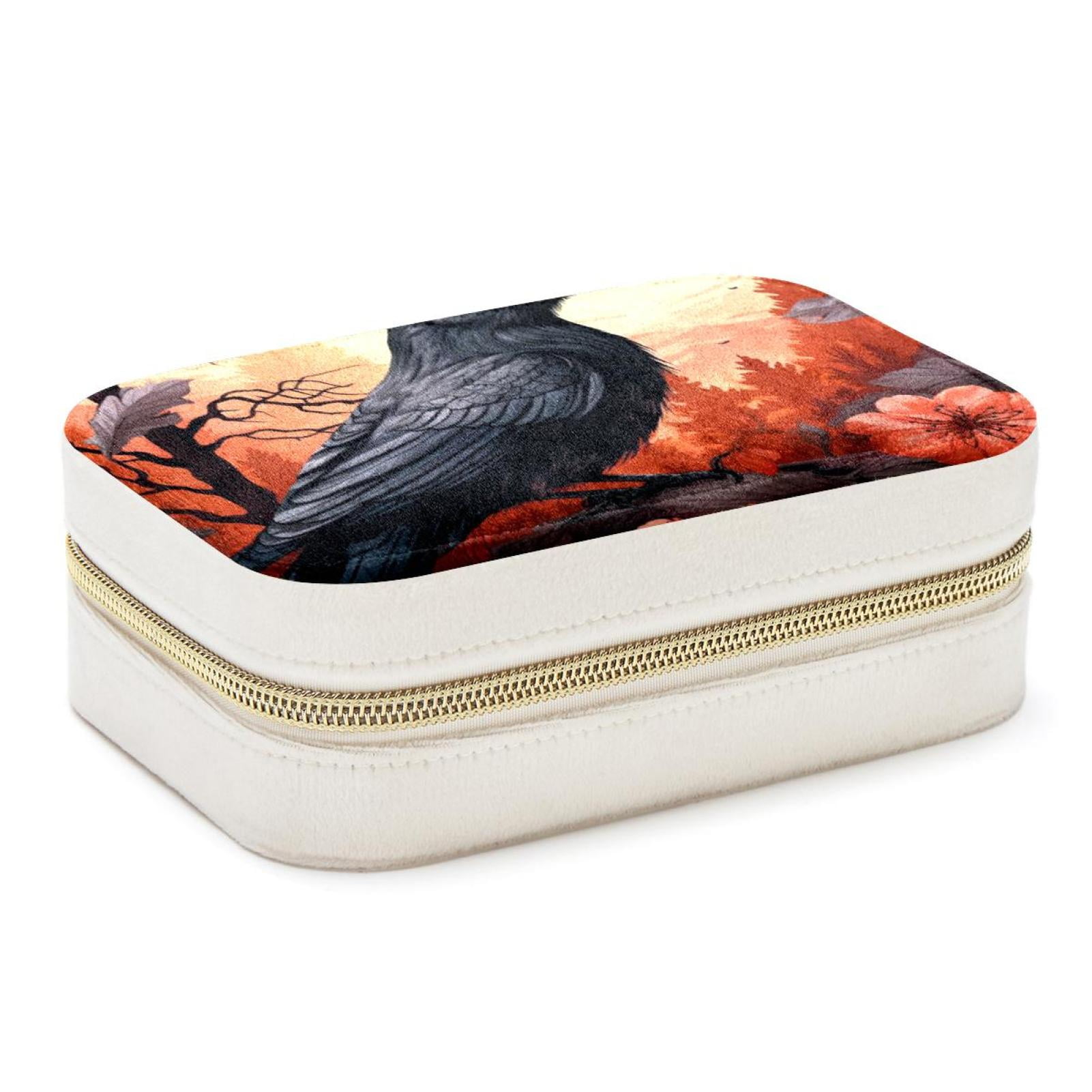 Crow Portable Velvet Jewelry Stand Organizer Box with Removable ...