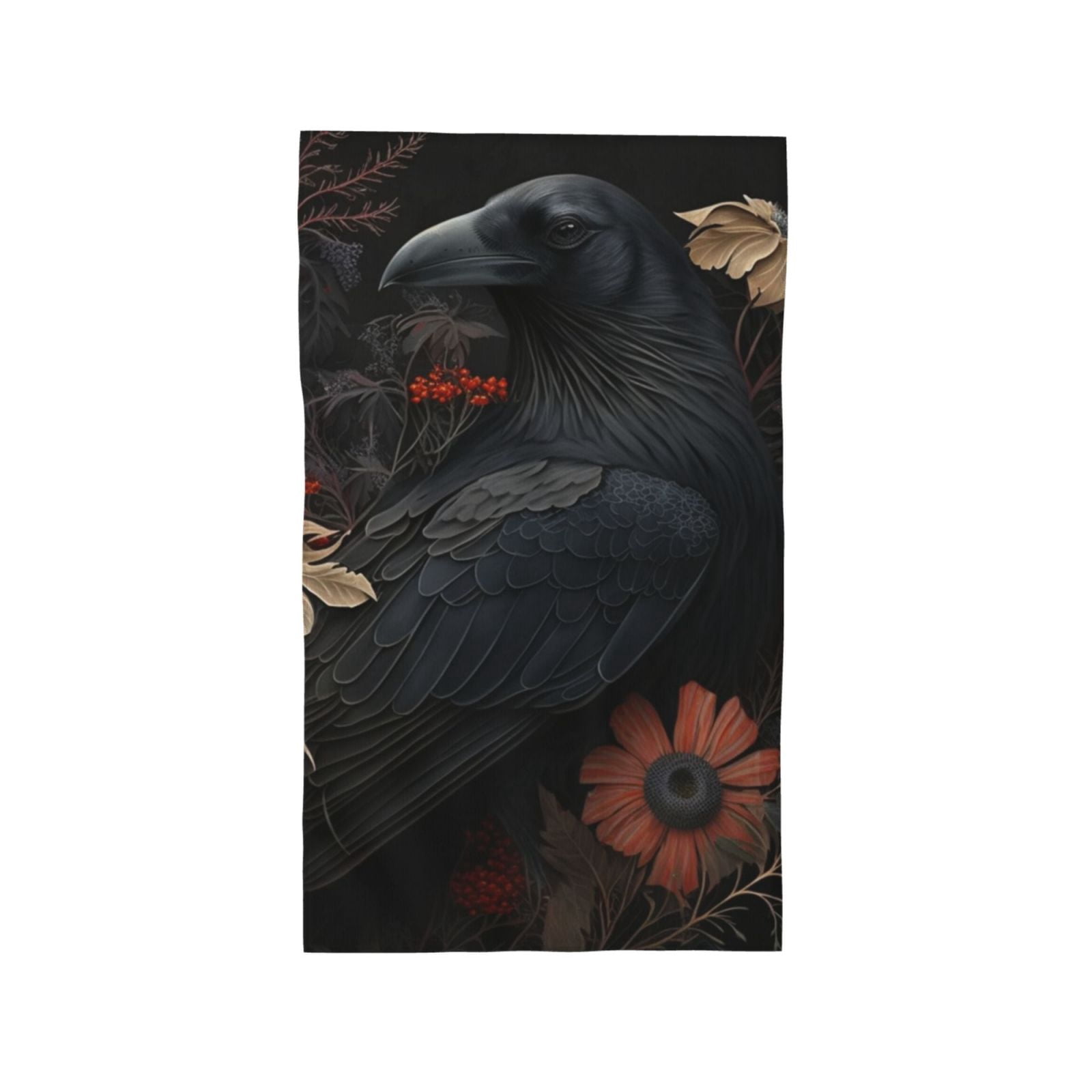 Crow Raven Flowers Gothic Black 27.5" x 16" Ultra Soft Hand Towel, Face Wash Cloth for Bathroom, Gym, Travel, Pool