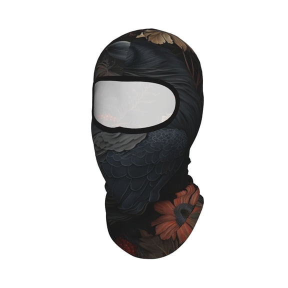 Crow Raven Flowers Gothic Black Unisex Balaclava Ski Mask Full Face Cover for Cold Weather & UV Protection, Breathable Cooling Helmet Liner