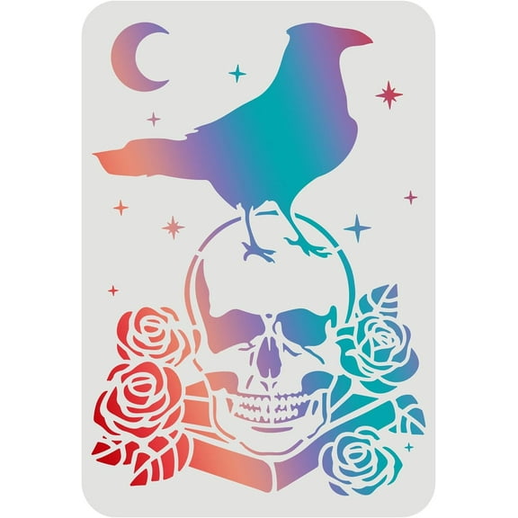 Crow Raven Pattern Drawing Stencil - 11.7x8.3inch Reusable DIY
