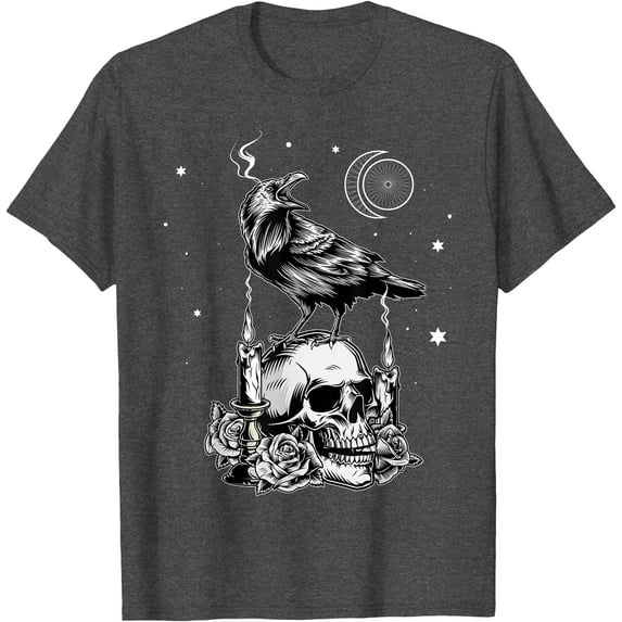 Crow Raven Skull Viking Norse Gothic Softstyle Unisex T-Shirt