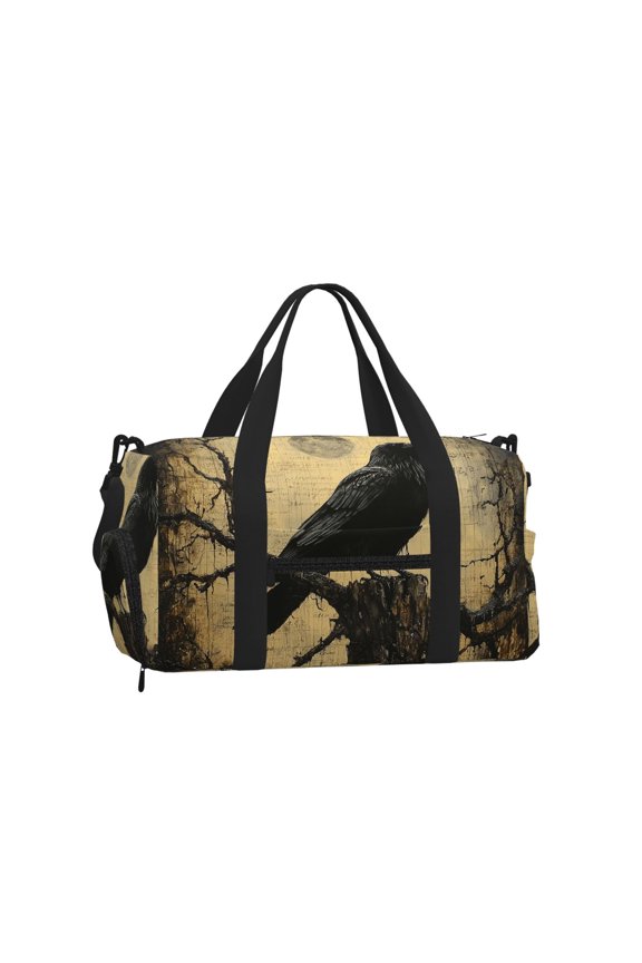 Crow Raven Vintage Sports Duffel Bag with Shoe Compartment Travel Crossbody Bag for Gym Yoga Dance