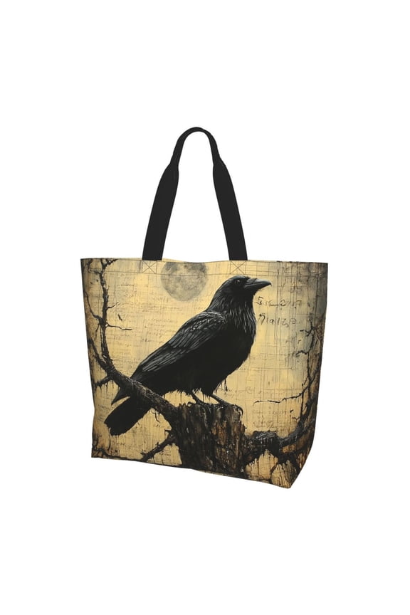 Crow Raven Vintage Women Reusable Bag Large Shoulder Handbag Top Handle Purse Tote