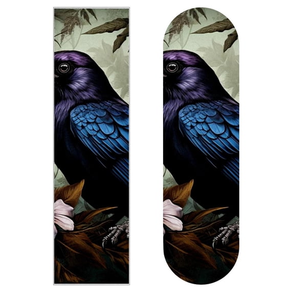 Crow Skateboard Stickers Pack of Two - Emery Surface PVC Backing - 8.8x32.6in/22.4x83 cm