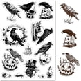 thumbnail image 1 of Crow Skull Pumpkin Clear Rubber Stamp Halloween Raven Vintage Transparent Silicone Seals Stamp for Journaling Card Making DIY Scrapbooking Handmade Photo Album Notebook Decor, 1 of 9
