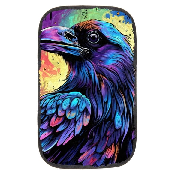 Crow Soft and Comfortable 12.5x8.2 Inch Furry Printed Car Armrest Cover - Car Armrest Mat - Armrest Cover