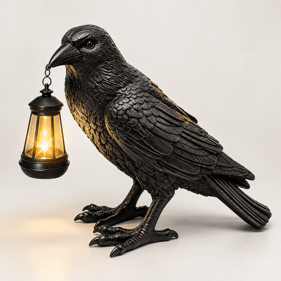 Crow Solar Garden Statue Outdoor Figdecoration