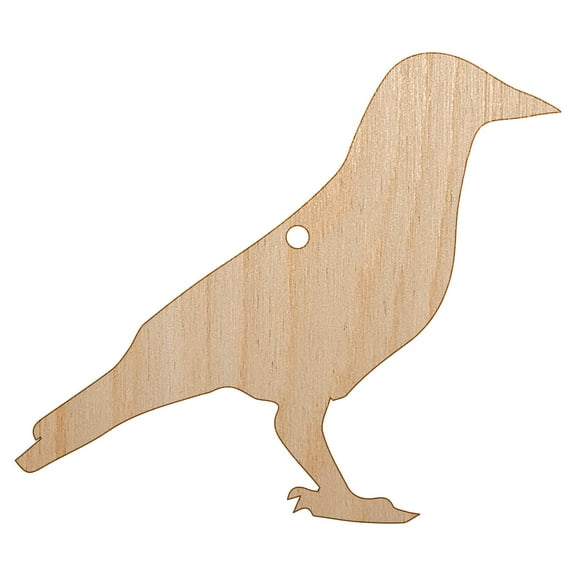 Crow Solid Wood Holiday Christmas Tree Ornament Unfinished DIY Pre-Drilled Craft