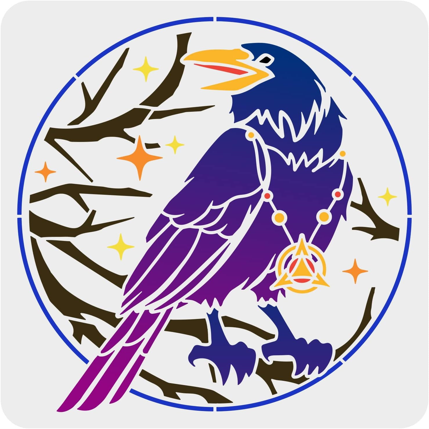 Crow Stencil 11.8x11.8 inch Primitive Bird Painting Stencil Square ...