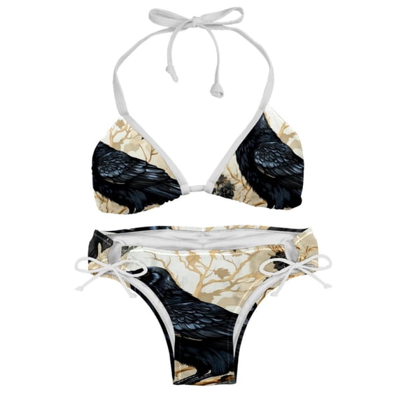 Crow Swimming Suits Women Bikini Sets, Detachable Sponge, Adjustable Strap, Two-Pack - Ideal for Beach and Pool Parties