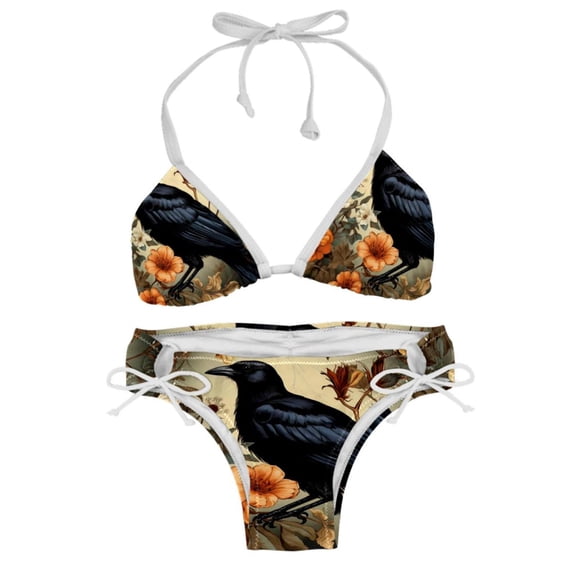 Crow Swimsuit Women Bikini Set Two-Pack Detachable Sponge Adjustable Strap for Swimming Suits Beachwear