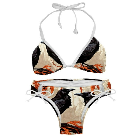 Crow Swimwear Bikini Set with Detachable Sponge & Adjustable Strap, Two-Pack for Beach & Pool Parties