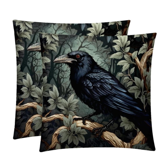 Crow Throw Pillow Covers Covers Set of 2, Velvet Cushion Case with Unique Patterns for Bed Pillows, 16x16 18x18 20x20 Inches,for Various Occasions