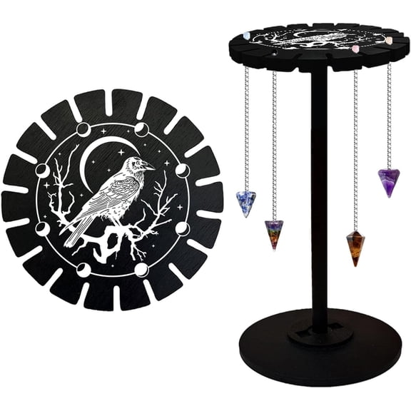Crow Tree Pendulum Display Stand Black Wooden Display Shelf Stuff Pendulum Holder for Essential Oil Display
