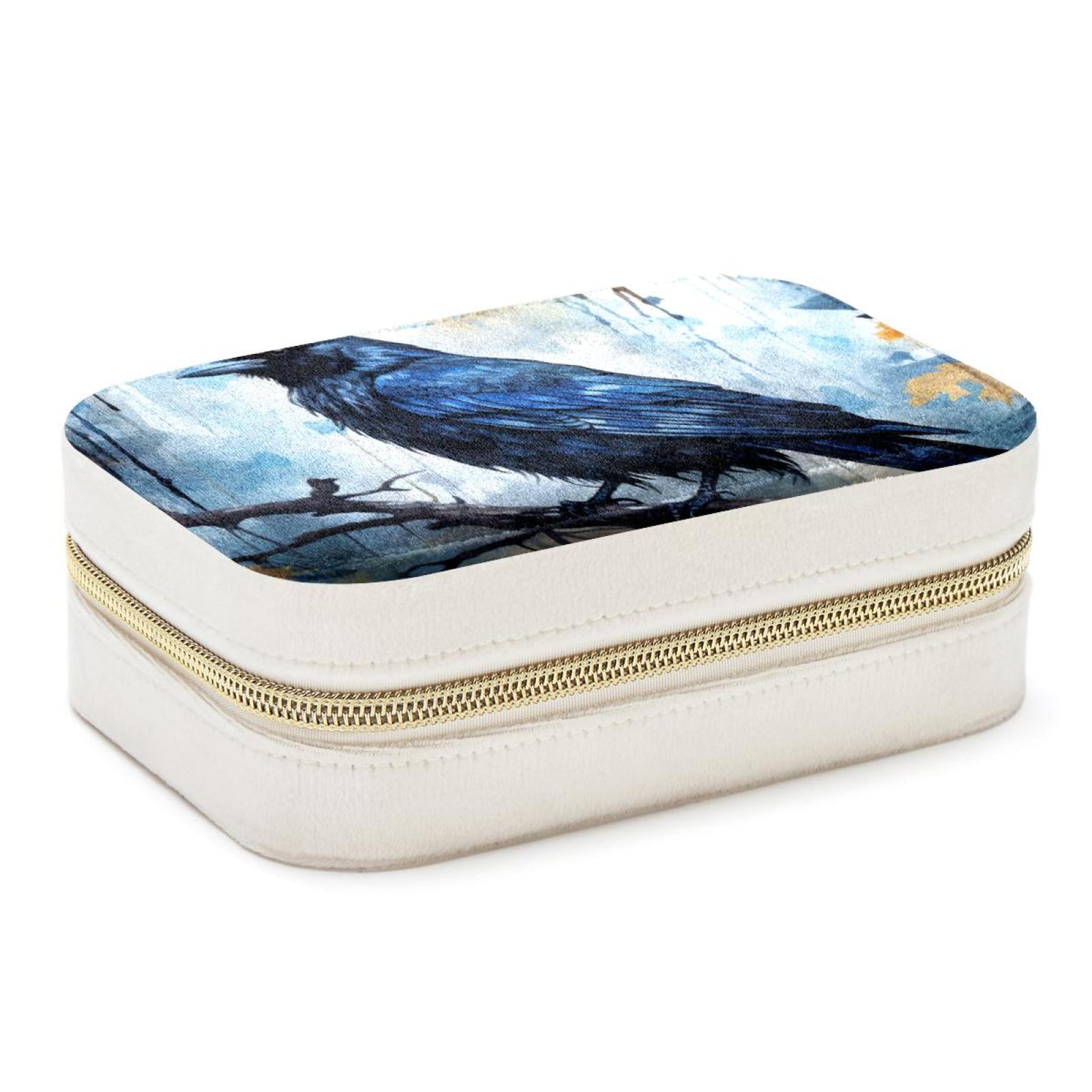 Crow Velvet Portable Jewelry Box with Removable Compartment - Stylish ...