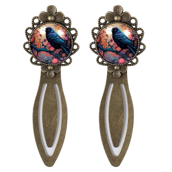 Crow Vintage Copper-Colored Lace Bookmarks: Stainless Steel Reading Accessories and Bookmarks