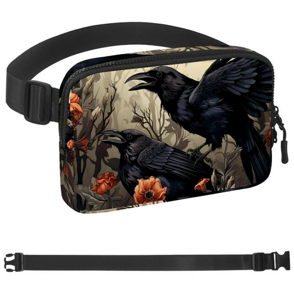 Crow Waist Fanny Pack-Travel Bag Fanny Pack For Women & Men Cute Waist Bag, Hiking Travel Camp Running, Strap Extension, Easy Carry Any Phone, Passport, Wallet
