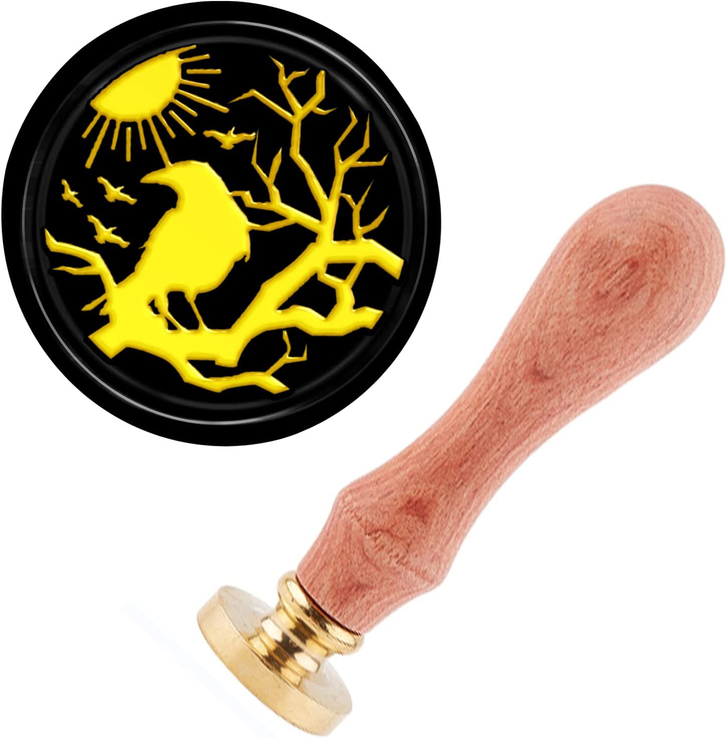 CRASPIRE Halloween Pumpkin Wax Seal Stamp - 25mm Brass Head With Wooden Handle For Cards & Invitations