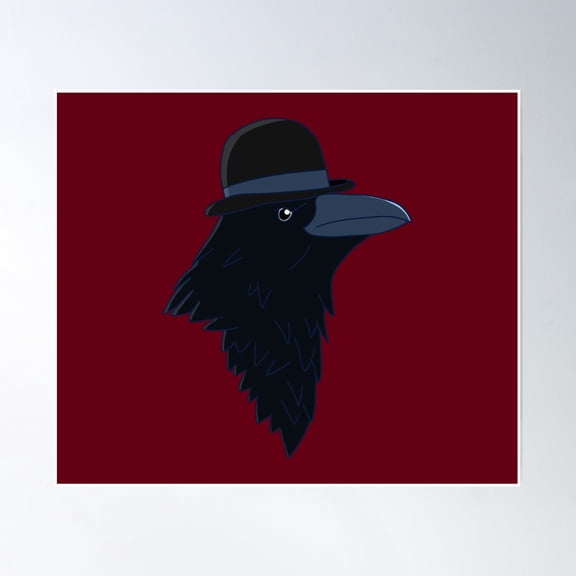 Crow With A Hat Poster Wall Art, Modern Wall Decor, 24x36 UNFRAMED
