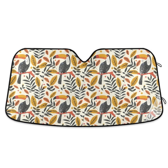 Crow on Branch Car Windshield Sun Shade Foldable Car Front Window Visor Heat and UV Protection 53x23.5