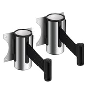 Crowd Control Retractable Belt Barrier - 10Ft 3m Wall Mounted Safety Barrier Belt, Queue Line Dividers with Slow-Retract Nylon Rope Belt & Sturdy Steel Chrome Case for Indoor/Outdoor, 2 Pack