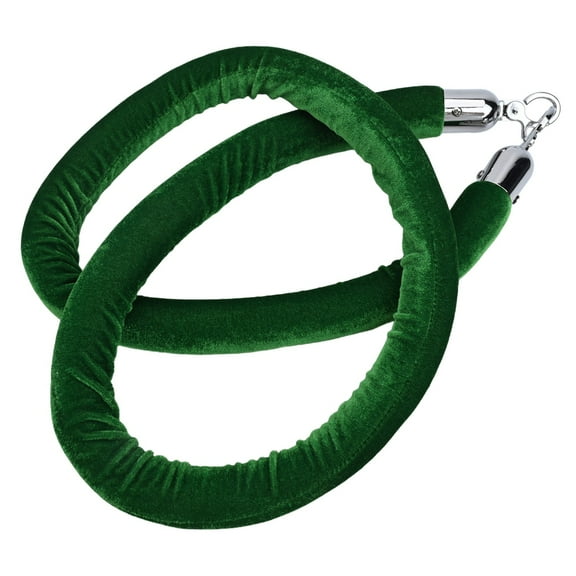 Crowd Control Rope Barrier Rope Heavy Duty Industrial Hook Mirror Polished Self-Closing Buckle Velvet Cord 60 Inches Fruit Green Smile Home