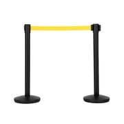 Crowd Control Stanchions Set, Retractable Belt Queue Barrier Posts   6.6FT Belt, 35.4" Heavy Duty Steel, Non-Fill Base   2/4 Pack