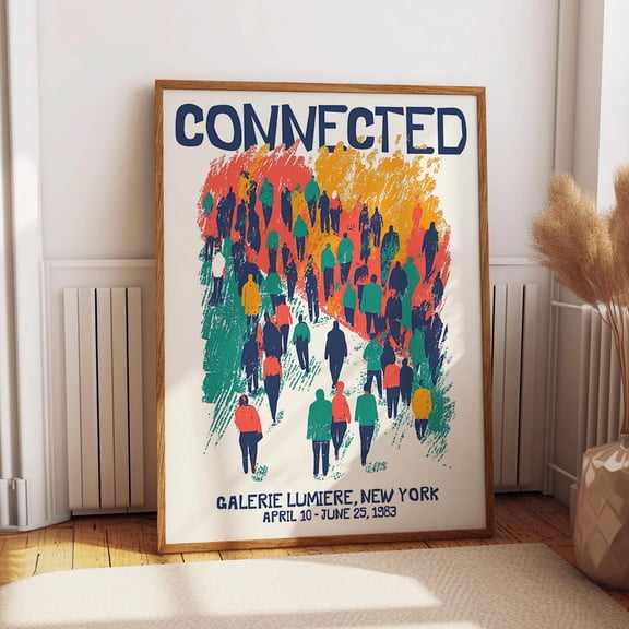 Crowd Illustration Print - Connected Community Modern Wall Art 1983 New York Art Show Social Exhibition Poster Wall Art, Modern Wall Decor, 8x12 UNFRAMED