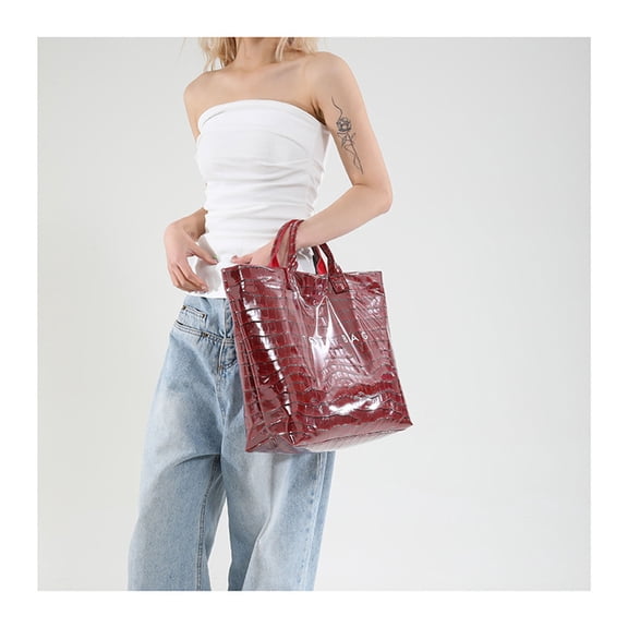 Crowd-Pleaser Plaid Waterproof Tyvek Tote Bag - Letters Print Reusable Handbag, Lightweight Tear-Resistant Shopping Bag, Spacious Interior for Christmas Gift & Daily Use, Easy-Clean Design, V