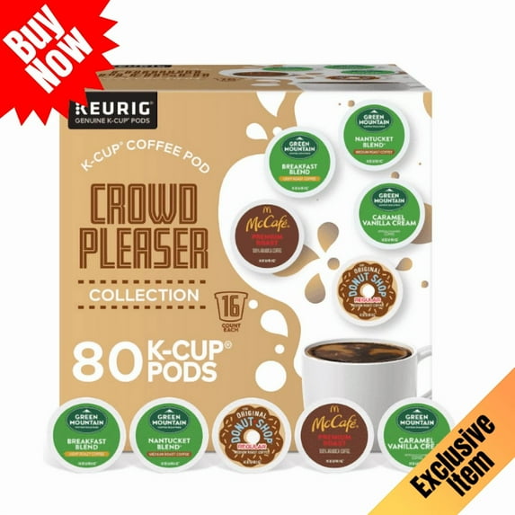 Crowd Pleaser Variety Pack, Single Serve Coffee Pods, 80 Count
