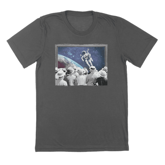 Crowd Space Humor Graphic Charcoal Mens T-Shirt