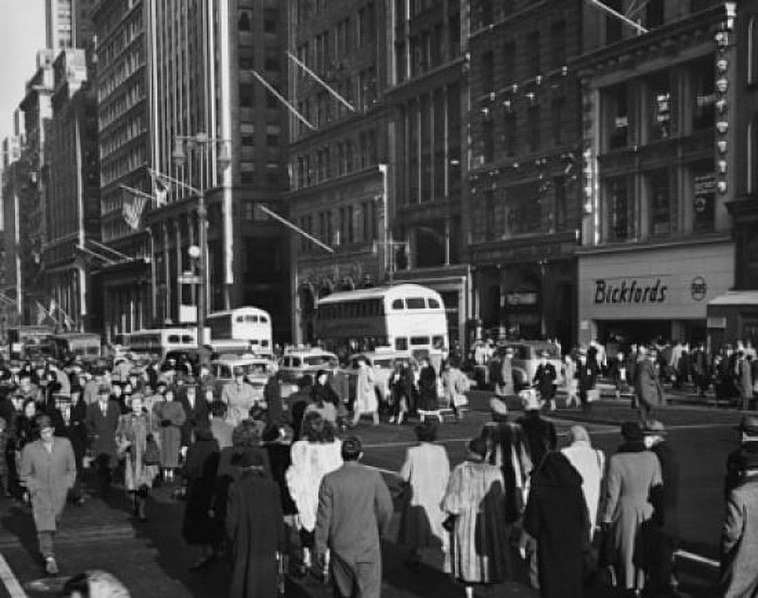 Crowd in a street 42nd Street Fifth Avenue Manhattan New York City New York USA Canvas Art -  (18 x 24)