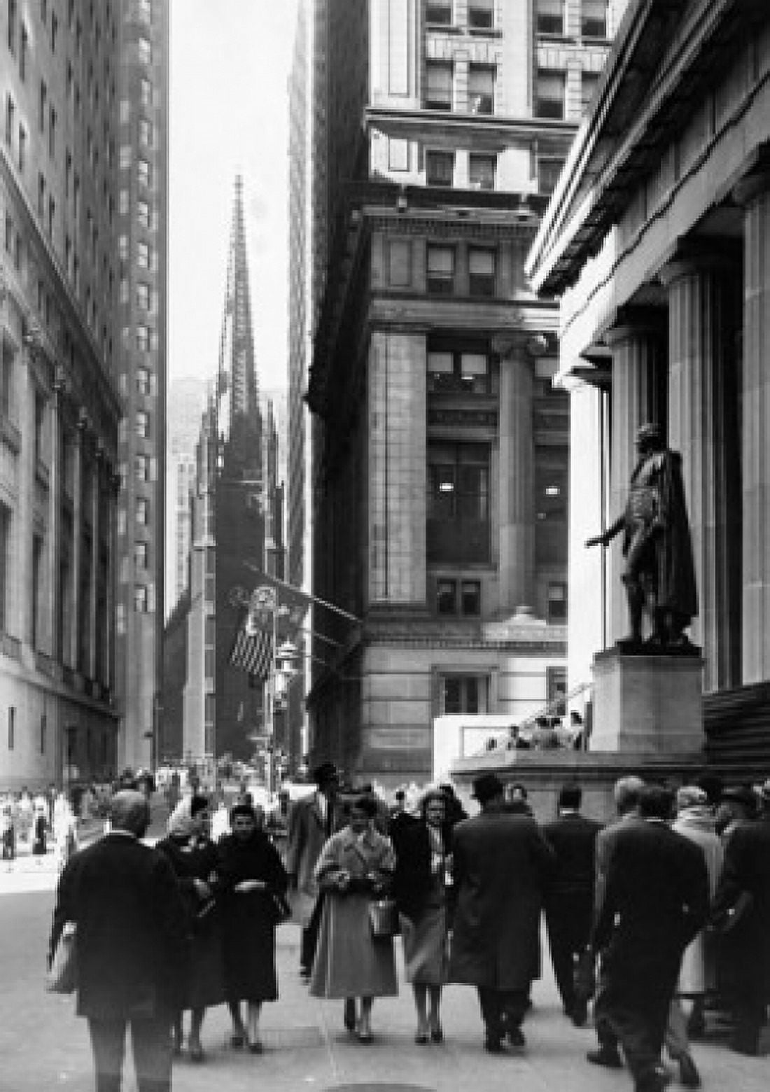 Crowd in a street in front of a stock exchange New York Stock Exchange Manhattan New York City New York USA Canvas Art -  (18 x 24)