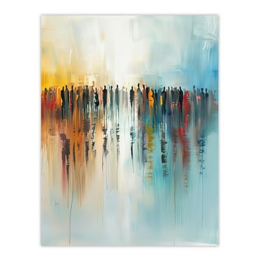 Crowd of People Colourful Misty Abstract Painting Living Room Large Wall Art Poster Print Thick Paper 18X24 Inch