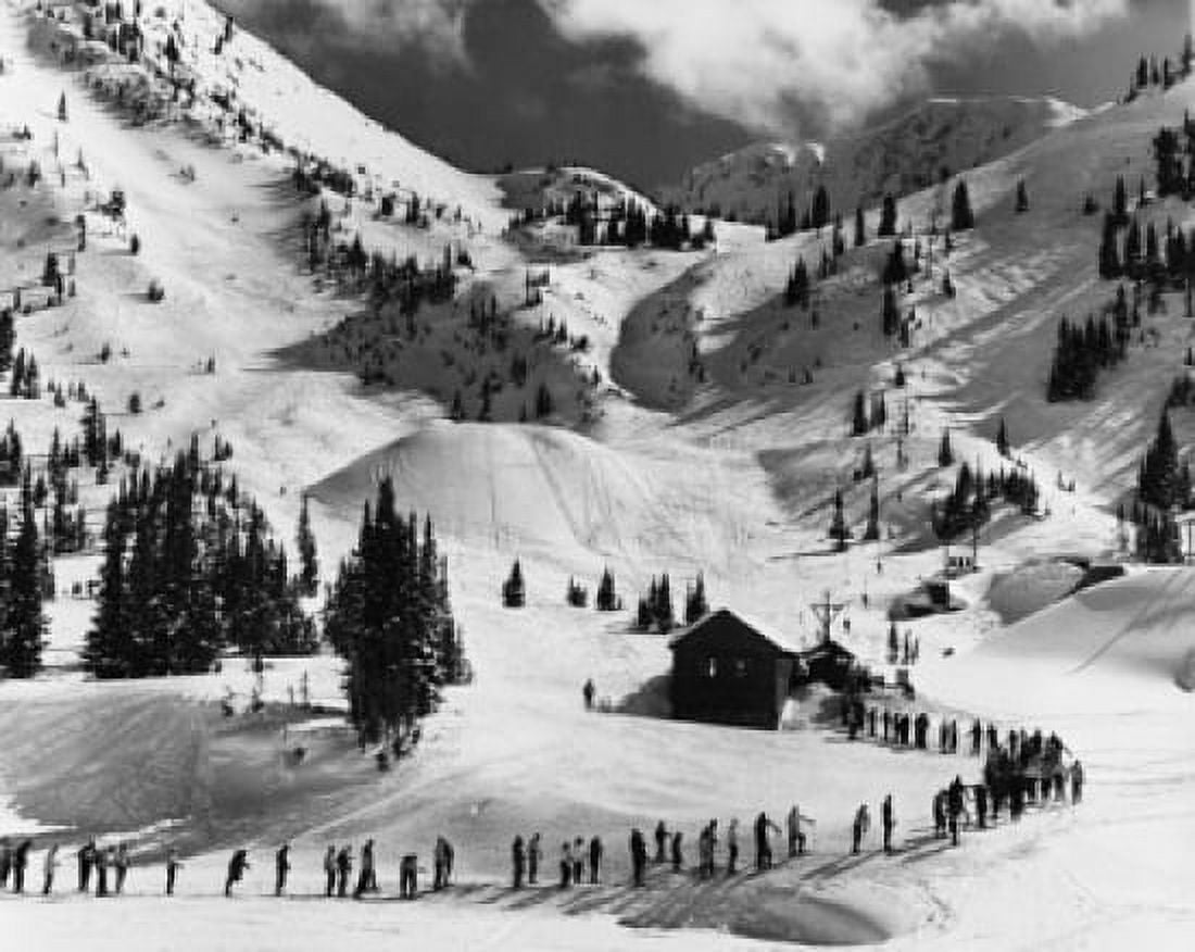 Crowd on a snow covered landscape Washington USA Canvas Art - (18 x 24)