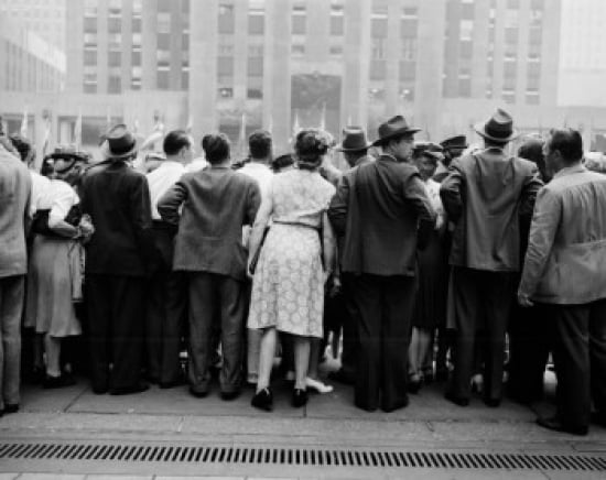 Crowd on city street Canvas Art -  (18 x 24)