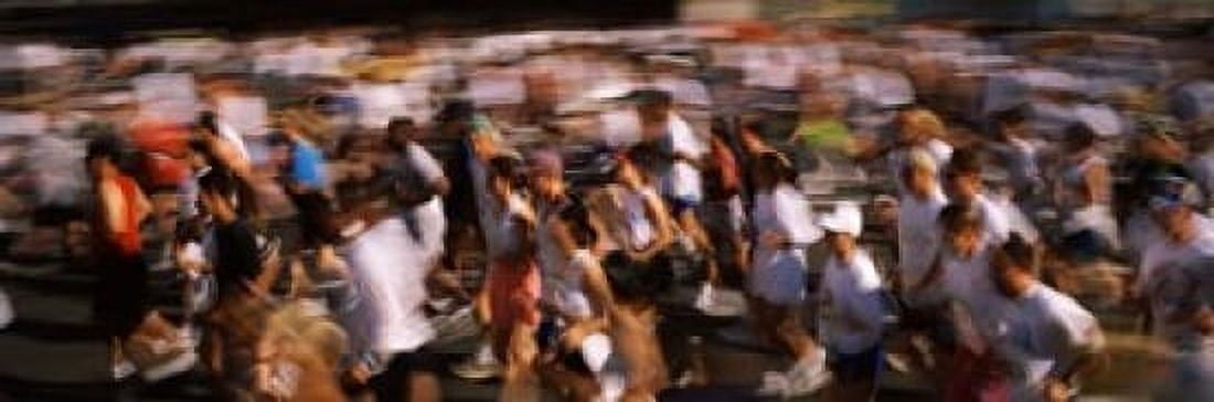 Crowd participating in a marathon race Bay Bridge San Francisco San Francisco County California USA Canvas Art - Panoramic Images (18 x 6)