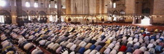Crowd praying in a mosque Suleymanie Mosque Istanbul Turkey Canvas Art - Panoramic Images (36 x 12)