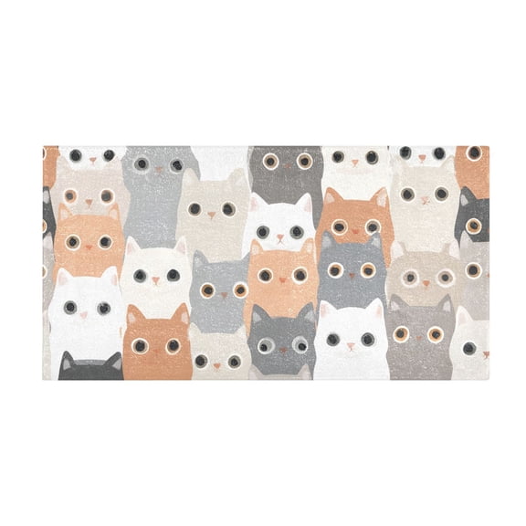 Crowded Kitty Cats Bath Mat 39x20 Inch Soft Absorbent Non-Slip Plush Bathroom Rug for Floor
