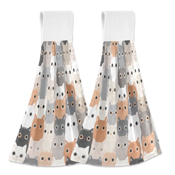 Crowded Kitty Cats Hand Towels 2 Pack Quick Drying Home Storage Kitchen Towel Hooks Dish Cloths 14''x18''