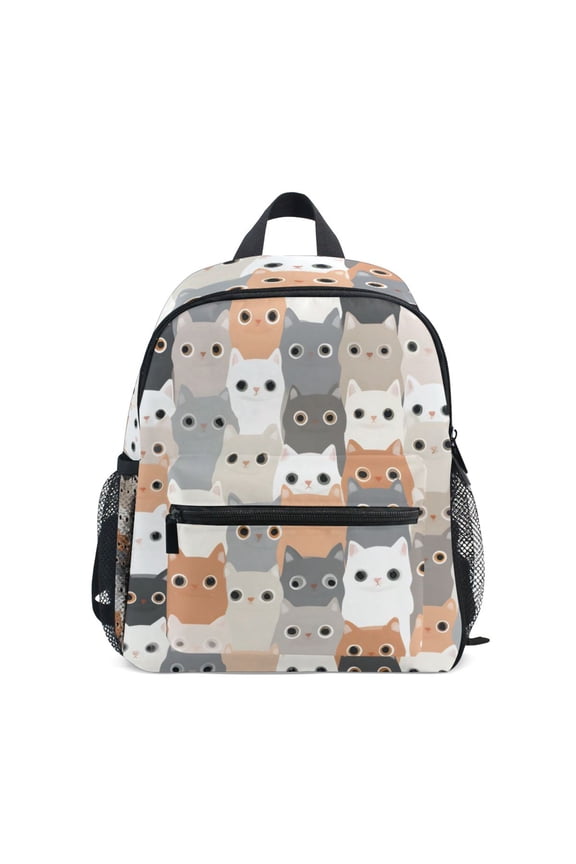 Crowded Kitty Cats Mini Backpack Cute Small Backpack with Chest Strap and Whistle Ages 3-8