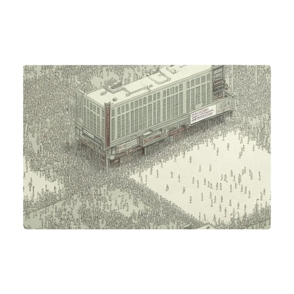 Crowded Urban Scene Coffee Machine Mat Kitchen Dish Drying Matst Absorbent Water 11.8''x17.7''