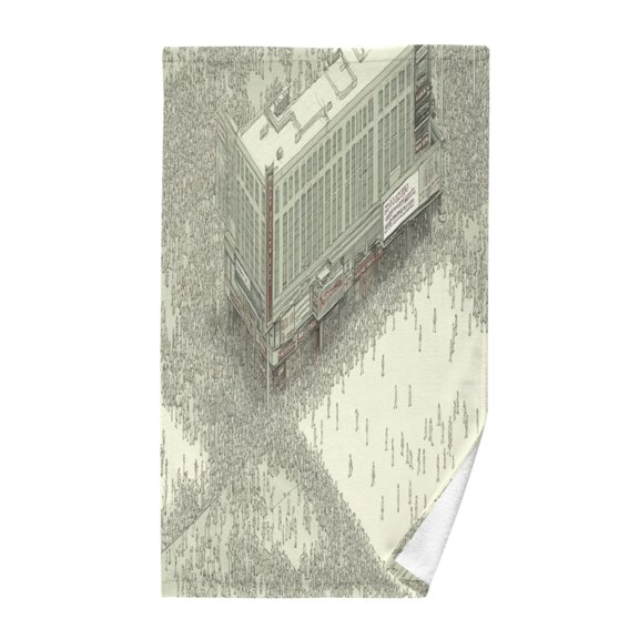 Crowded Urban Scene Soft 100% Cotton Towel, High Absorbency, Single Pack, 16" x 28"