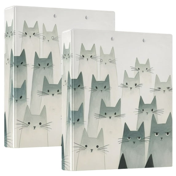 Crowds Of Cats 3 Ring Binders 1.5 inch Hardcover File Folders with Interior Pockets A4 Size Organizer for School Office Hospital Set of 2