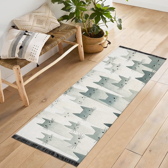 Crowds Of Cats Runner Rug Machine Washable Area Rugs Carpet Non Slip Entryway Mat for Bedroom Entryway Front Door